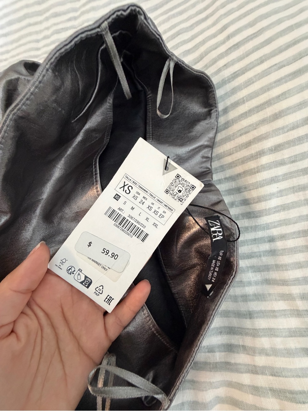 NWT Zara Strapless Shiny Metallic Silver Dress - Picture 5 of 8